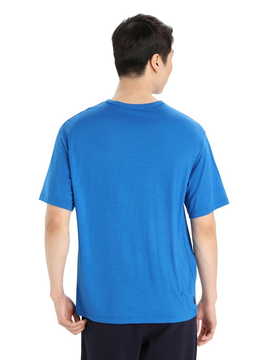 Men's Icebreaker Merino Granary Short Sleeve Pocket T Shirts Lazurite | CA 1790LISH